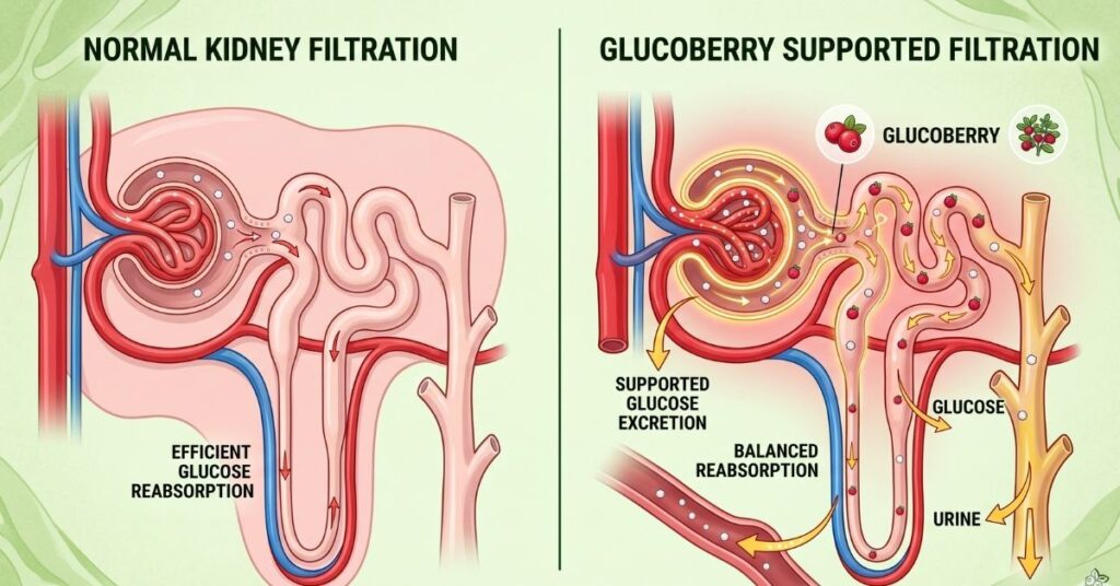 how GlucoBerry supports kidney glucose filtration