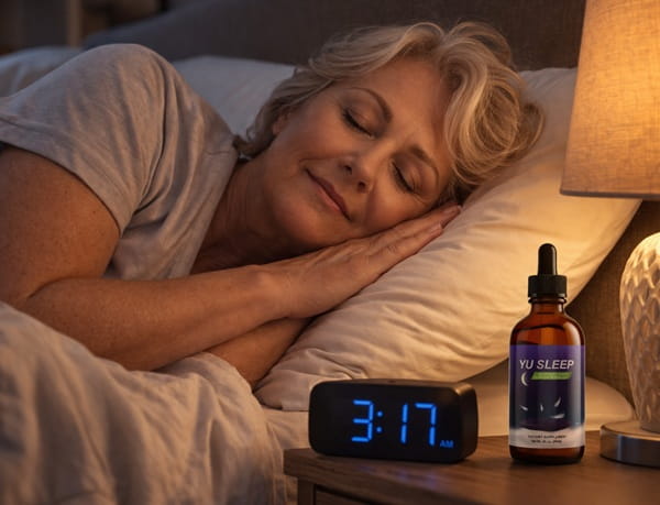 Woman sleeping peacefully, clock shows 3:17 AM